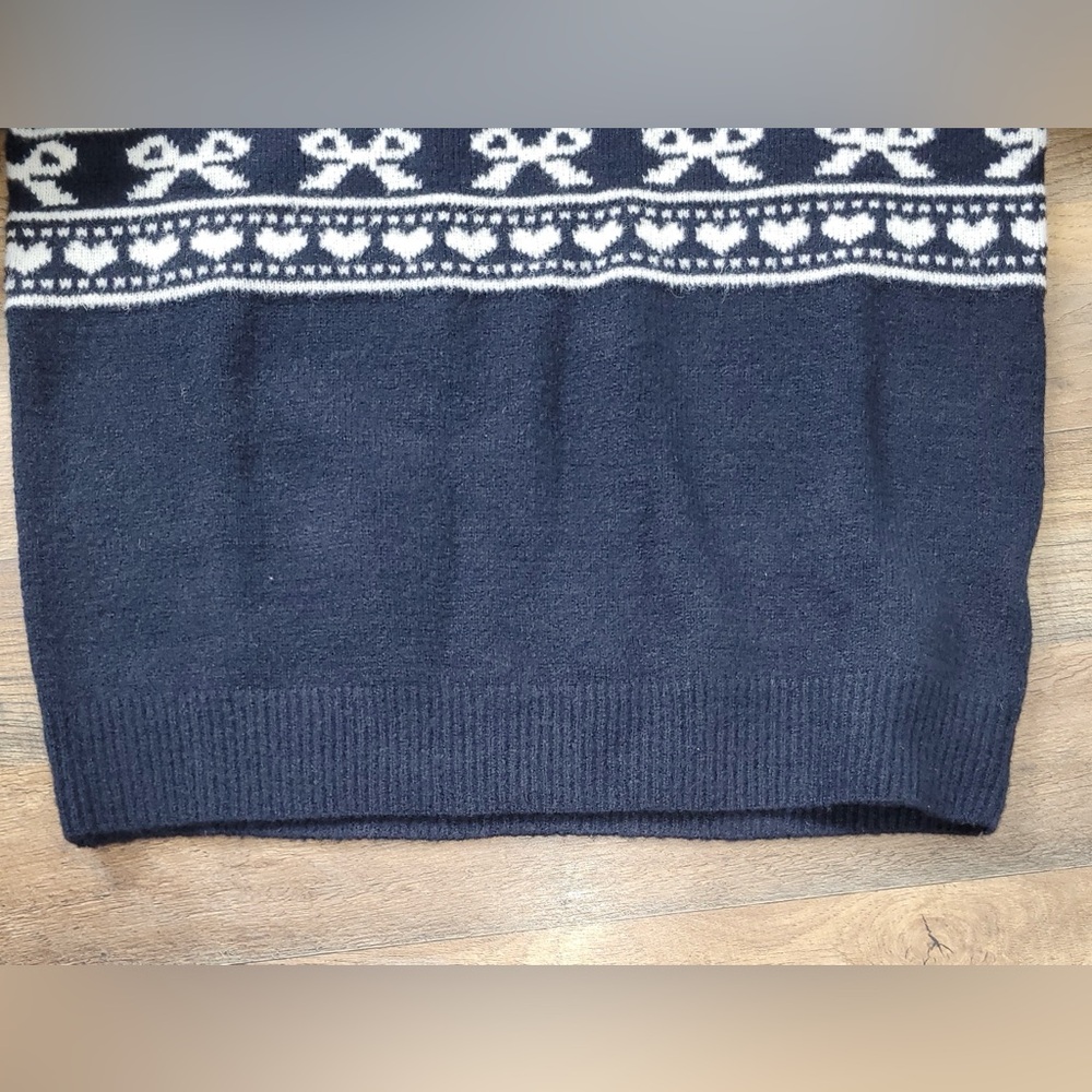 Motel Rocks Knitted Jumper Sweaters In Peacoat With Fairisle Bow Size M, NWT - Picture 8 of 12